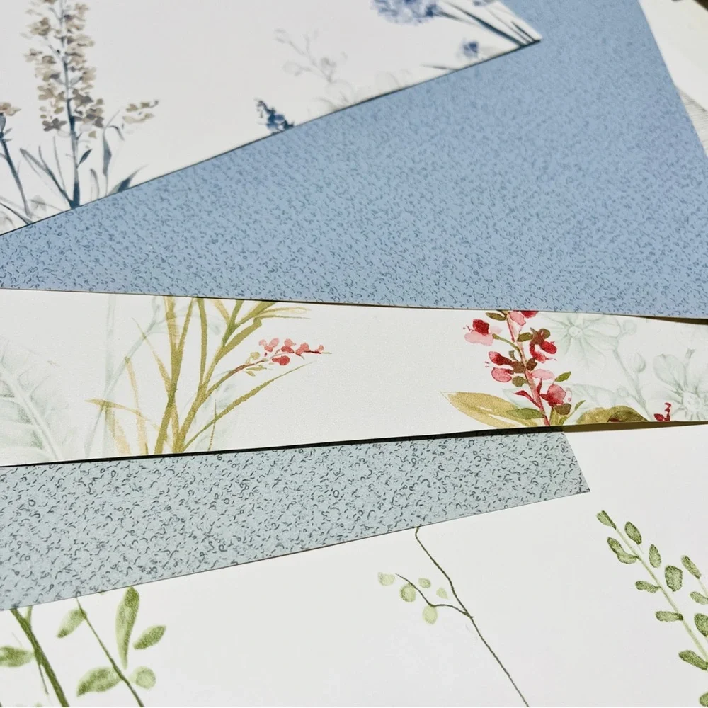 10 Large Floral Patterned Multicolor Wallpaper Sheets Samples DIY Crafts Bundle
